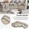 126" Oversized Modular Sectional Sofa, Sectional Sleeper Sofa with Pull Out Bed, Chenille Uphostered Oversized Couch with Drop-down Table, Convertible Sectional Sofa Couch for Living Room (Beige) view 3
