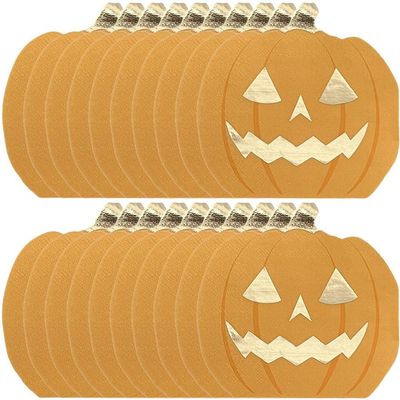 Haiyou 20pcs Halloween Pumpkin Shape Napkins Stamping Shaped Party Decoration Paper Placemats 25 * 25cm