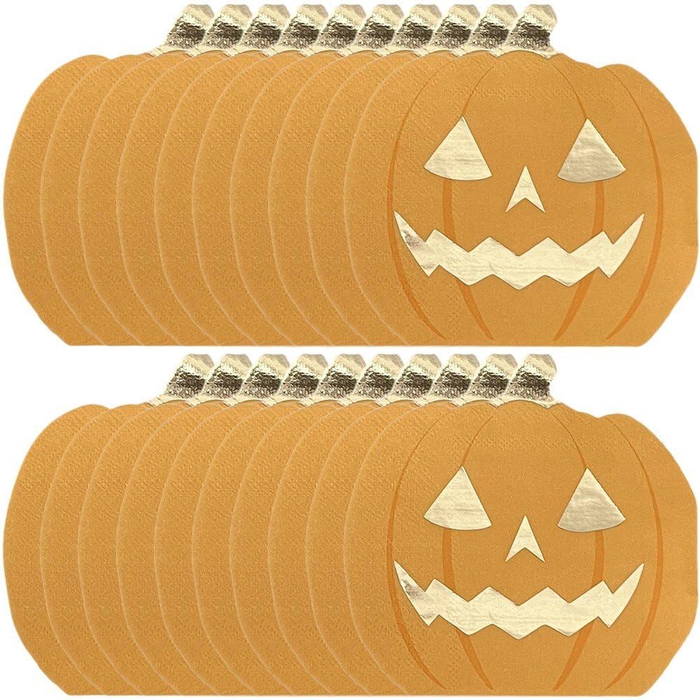 Haiyou 20pcs Halloween Pumpkin Shape Napkins Stamping Shaped Party Decoration Paper Placemats 25 * 25cm