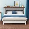 Harper & Bright Designs Full Size Murphy Bed, Wooden Full Murphy Bed Frame with Charging Station and Large Storage Drawer for Home Office/Small Room, White+Walnut view 4