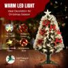 Joyhalo 3 FT Fiber Optic Mini Christmas Tree, Pre Lit Christmas Tree, Table Top Small Christmas Trees with Star Tree TopperFlowers, Bows, Metal Stand view 3
