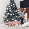 Christmas Tree Collars Holds 15" Diam Tree, Christmas Pink Candy House Snowflake Xmas Tree Pattern Stand Base Christmas Tree Skirt Cover, 4-Piece Artificial Xmas Trees Ring Box for Holiday Decor view 3