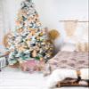 Christmas Tree Collars Holds 15" Diam Tree, Christmas Pink Candy House Snowflake Xmas Tree Pattern Stand Base Christmas Tree Skirt Cover, 4-Piece Artificial Xmas Trees Ring Box for Holiday Decor view 4