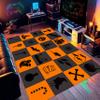 Halloween Area Rug,5x7ft, Bat Spider Web Magic Potion Pattern Orange and Dark Plaid Rug,Non-Slip and Durable Gothic Rugs,for Kids Room Decor for Boys Girls Halloween Atmosphere Decoration view 1