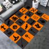 Halloween Area Rug,5x7ft, Bat Spider Web Magic Potion Pattern Orange and Dark Plaid Rug,Non-Slip and Durable Gothic Rugs,for Kids Room Decor for Boys Girls Halloween Atmosphere Decoration view 2