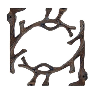 2 Cast Iron Tree Branch Shelf Brackets Rustic Antique Brown 7 1/4 x 6 1/4 inches Handmade Wall Artisan Art Vintage Decor For Home