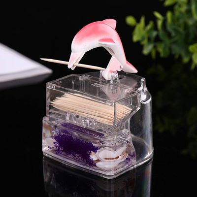 MAKEJ Toothpick Holder Cute Cartoon Dolphin Toothpick Box Transparent Mediterranean Toothpick Holder(Black-JoJo's Bizarre Adventure1)