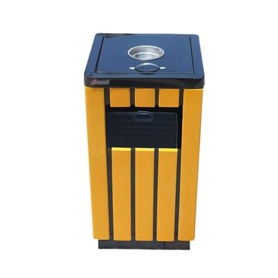 DUANZEYUQA Outdoor Bin Outdoor Trash Can Metal Industry Solid Wood Trash Can Box Park Garbage Storage Box Public Place Waste Recycling System Home Garden Storage Dustbin