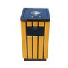 DUANZEYUQA Outdoor Bin Outdoor Trash Can Metal Industry Solid Wood Trash Can Box Park Garbage Storage Box Public Place Waste Recycling System Home Garden Storage Dustbin view 1