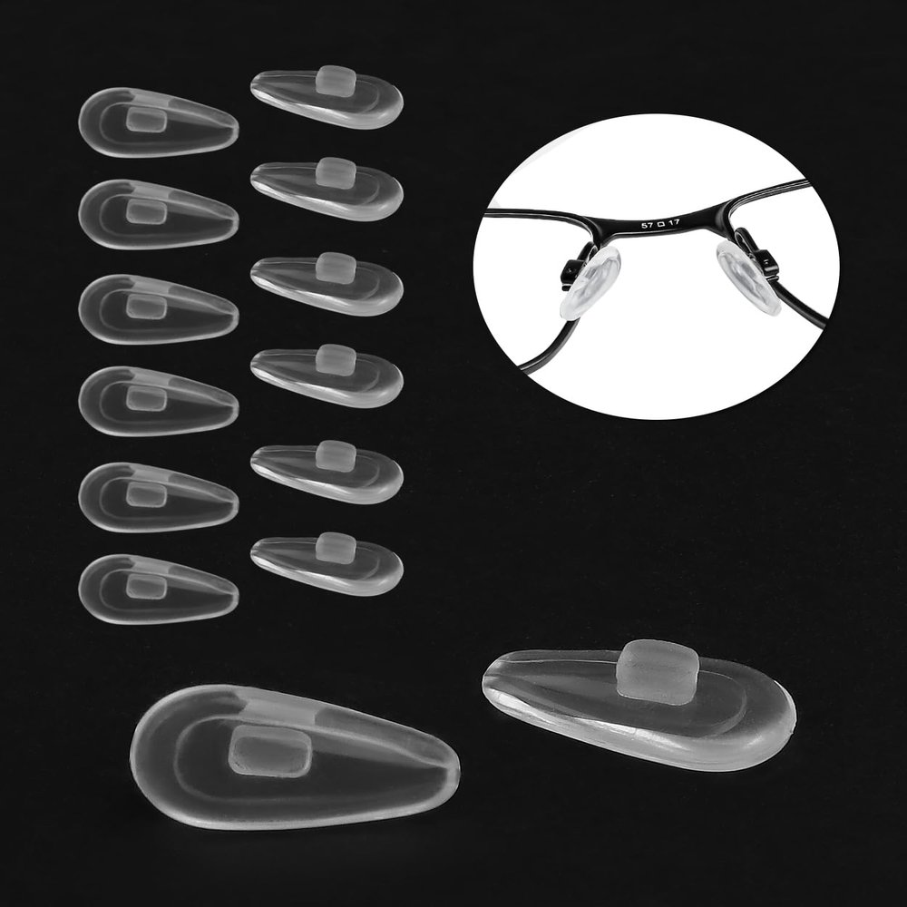 LenzProse 6 Pairs Replacement Nose Pads for Oakley Eyeglasses/Sunglasses, Anti-Slip Clear Silicone Nose Pieces Guards (Airbag Push-in Glasses Nose Pads)