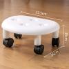 flexman Round Low Rolling Stools, Faux Leather Universal Wheel Small Roller Swivel, 360 Swivel Modern Small Stool for Home Office (White) view 3