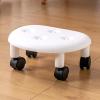 flexman Round Low Rolling Stools, Faux Leather Universal Wheel Small Roller Swivel, 360 Swivel Modern Small Stool for Home Office (White) view 4