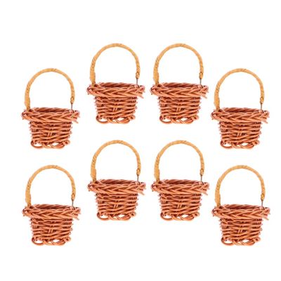 Cabilock 8pcs Mini Woven Decorative Basket for Dollhouse Style Storage for Mini Items Flowers Photography Props for Home Decor and Giving