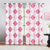 LUZAJUG Pink Gradient Checkered Curtains for Living Room 90 Inch Length 2 Panel Set, Geometric Boho Blackout Curtains for Bedroom, Thermal Curtains for Summer Heat 54 Inch Width view 1