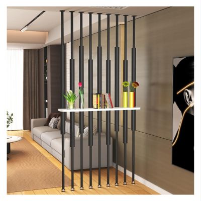 9 Pcs Living Room Partition Post for Dividing Space, Studio/Apartment/Bathroom Metal Separator Pillar Hollow Decor Grille Floor to Ceiling, Height Adjustable, Easy to Cut & Install(9 Pcs Black,5.6ft/1