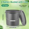Tioncy 10 Pcs 2 Gallon Plastic Bucket with Lid Heavy Duty 2 Gallon Bucket Pail with Lid Handle for Storage Container Home Household Cleaning (Grey) view 2