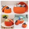 Halloween Pumpkin Basket with Lid, 2024 New Halloween Pumpkin Treat Buckets Gift Basket, Halloween Christmas Decor Woven Baskets, Storage Basket for Organizing Candy Snacks Toys (B-Large) view 2