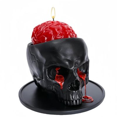 Halloween Atmosphere Supplies, Resin Skull Bleeding Candles, Dining Tables, Rooms, Resin Candle Holders, OrnamentsAntique Tears Skull Candlestick Home(Black)