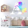 Girls Nursery Glitter Shimmer Sparkle Printed Unicorn Name and Initial Personalized Custom Name Vinyl Wall Decal, Wall Decor Sticker (Multiple Sizes to Choose from) (Rainbow Shimmer) view 1