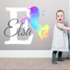 Girls Nursery Glitter Shimmer Sparkle Printed Unicorn Name and Initial Personalized Custom Name Vinyl Wall Decal, Wall Decor Sticker (Multiple Sizes to Choose from) (Rainbow Shimmer) view 3