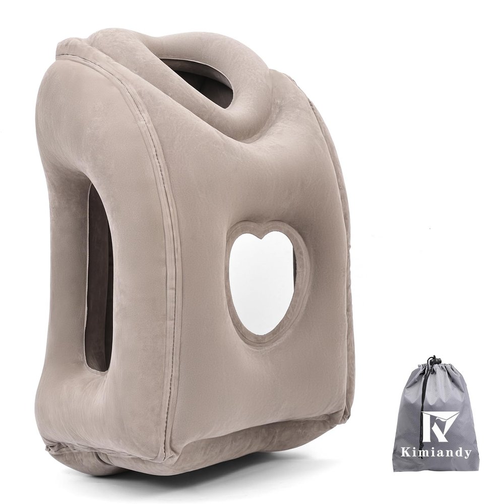 Kimiandy Upgraded Inflatable Travel Air Pillow for Sleeping to Avoid Neck and Shoulder Pain,21" H*12.6" W (Dark Grey, 21 x 12.6 x 12.6 inches)