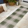 JONATHAN Y Bold Gingham Indoor Outdoor Runner Rug 2X8 Green/Cream, Sabine Traditional Farmhouse for Backyard, Patio, Porch, Easy-Cleaning, High Traffic, Pet-Friendly, Non-Shedding (TSN203D-28) view 1