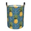 Gold Pineapple Background Printed Circular Hamper Laundry Basket For Bathroom Toy Storage Organizer Basket Collapsible Round With Handles Laundry Hamper view 1