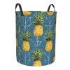 Gold Pineapple Background Printed Circular Hamper Laundry Basket For Bathroom Toy Storage Organizer Basket Collapsible Round With Handles Laundry Hamper view 2