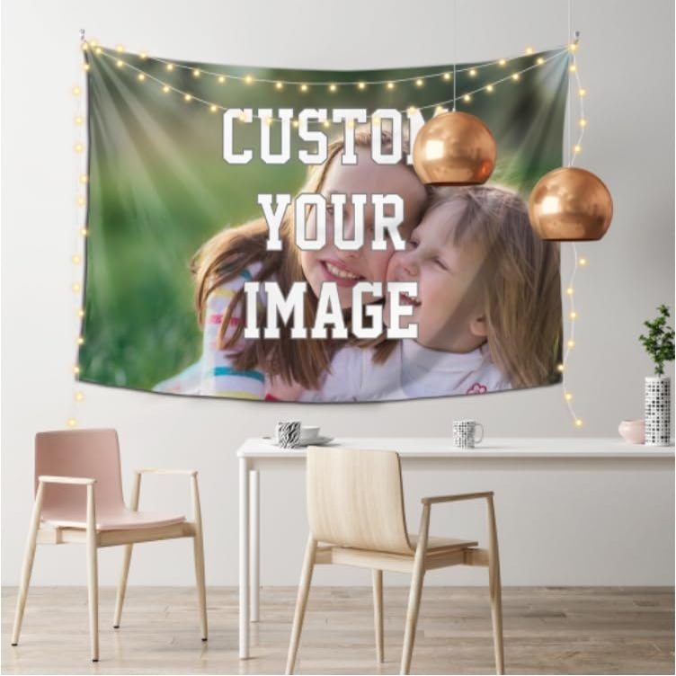 Jirevtan Custom Tapestry Upload Image Customized Backdrop for Wall Personalized Tapestry with Any Photo/Text/Logo/Design (60 * 60in)