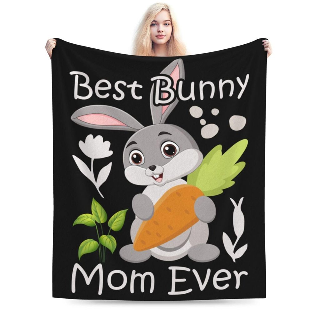 Best Bunny Mom Ever Throw Blanket for Couch 50"x40" Cozy Soft Sofa Chair Bed Throw Blankets Flannel Blanket