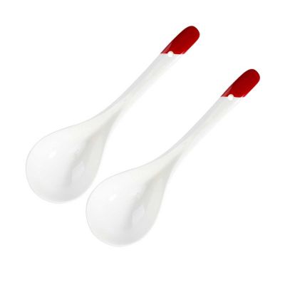 MOOWI Soup Spoons 2-Piece White Ceramic Soup Ladle Spoon China Big Ladle Spoons Heavy Duty Deep Porcelain Spoons Flatware Asian Soup Spoons Dinner Spoon Table Spoon