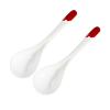 MOOWI Soup Spoons 2-Piece White Ceramic Soup Ladle Spoon China Big Ladle Spoons Heavy Duty Deep Porcelain Spoons Flatware Asian Soup Spoons Dinner Spoon Table Spoon view 1
