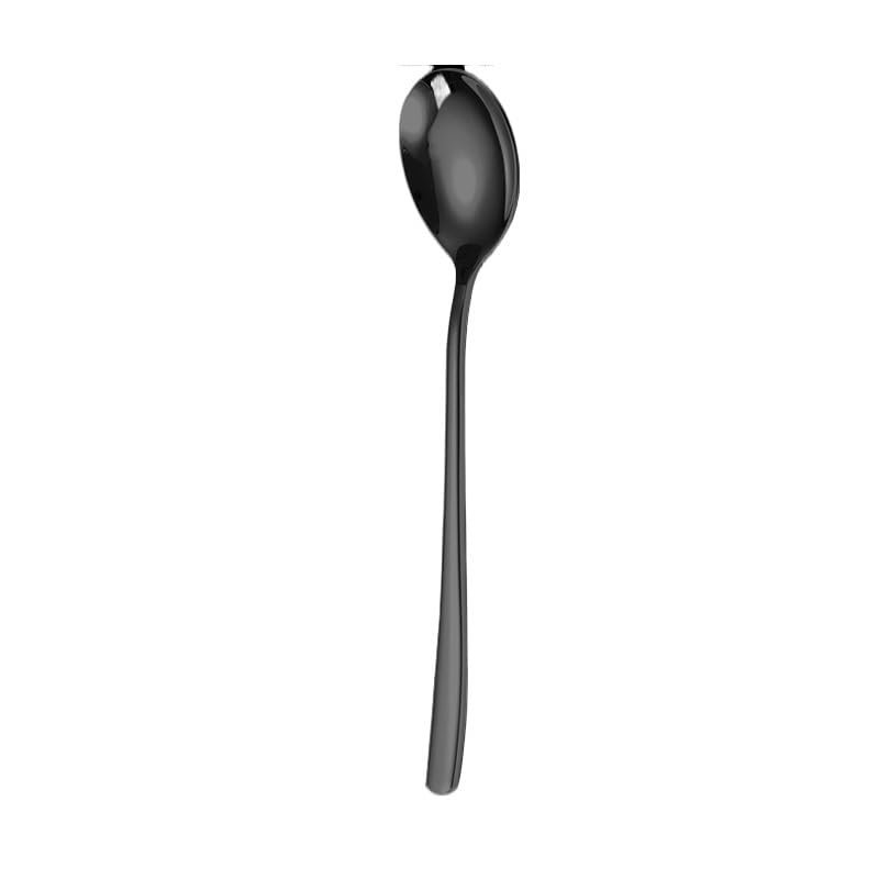 SEELLODGE Silverware Flatware Cutlery Set, 1/4/6/8/10/12 Pieces 304 Stainless Steel Spoons, Thickened Stirring Ice Spoon, Coffee Spoon, Home Eating Dessert Spoon(Black,6 Pieces)