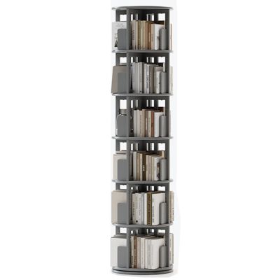3/4/5/6 Tier Rotating Bookshelf Wide Base Heavy-Duty and Stable Three-Dimensional Shape Saves Space Suitable for Living Room Office Bedroom(Grey,193 * 45.5cm)