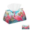 Tissue Box Cover PU Leather Rectangular Tissue Box Flamingo Bird Tissue Holder Napkin Dispenser Decorative Tissue Box Holder Paper Holder for Bathroom Office 7.9" L x 4.9" W x 4.5" H view 1