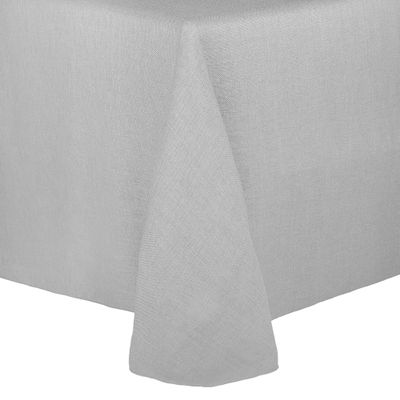 Ultimate Textile -2 Pack- Faux Burlap - Havana 120 x 120-Inch Square Tablecloth - Basket Weave, Silver Grey