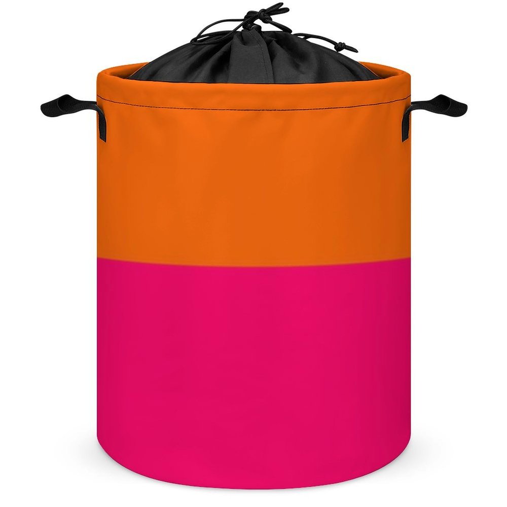 Large Laundry Hamper, Orange and Bright Pink Waterproof Laundry Basket Collapsible Dirty Clothes Washing Bin for College Dorm, Family Essentials