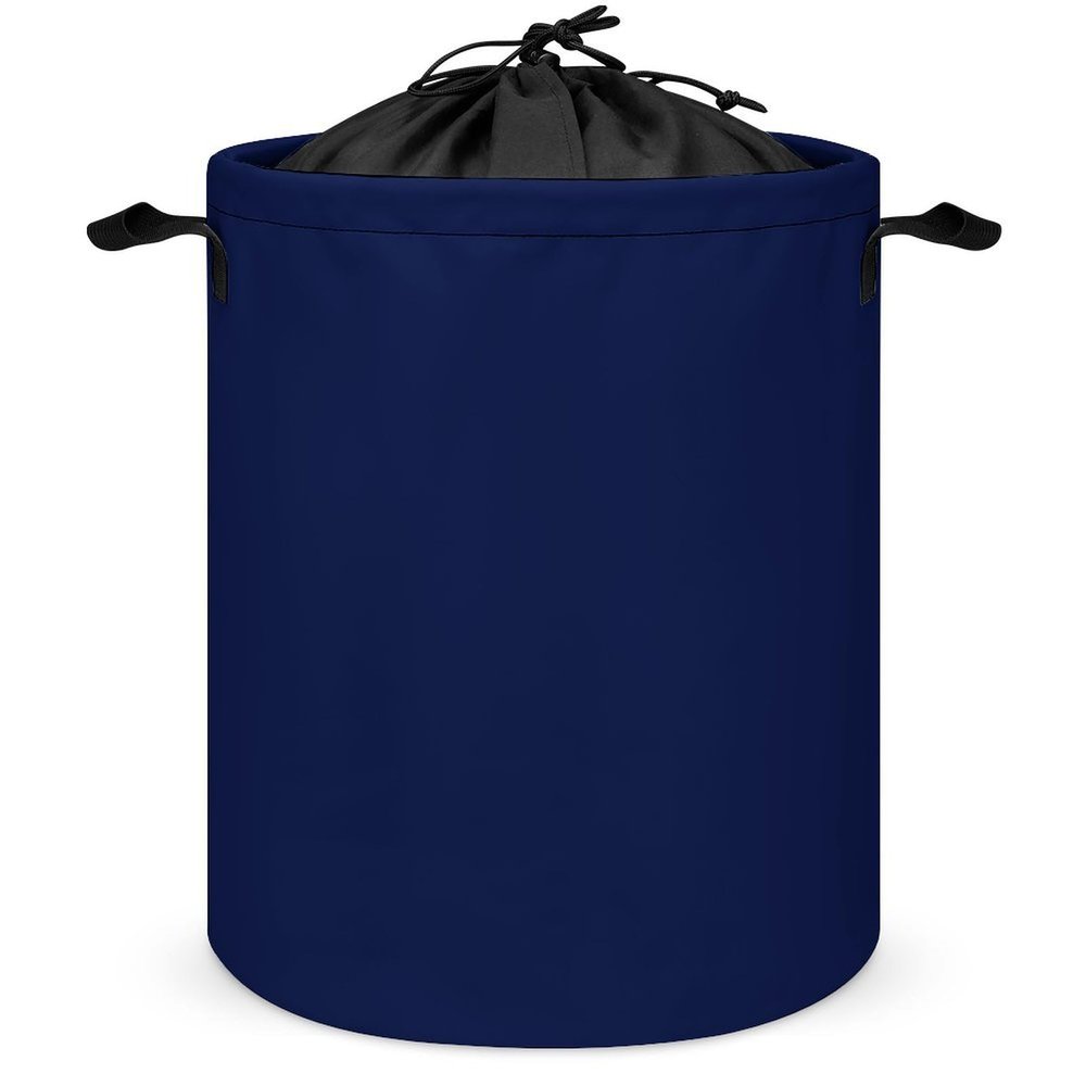 Large Laundry Hamper, Navy Blue Chic Solid Color Waterproof Laundry Basket Collapsible Dirty Clothes Washing Bin for College Dorm, Family Essentials