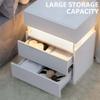 Night Stand,3 Drawer Nightstand,Led Nightstand,Wood Bedside Table,Modern Side Table with Adjustable Lights,Table Top and Open Shelf for Bedroom,Living Room (White) view 3
