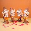 UGRA Dancing Ganesha Statue Set of 4 Piece, Musical Ganesh Idol Marriage Return Gift, Hindu Good Luck Gift for New Beginnings view 3