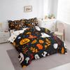 Erosebridal Girls Pumpkin Comforter Set for Boys King Size 7 Piece Bed in A Bag Halloween Bedding Set for Kids Teens Witch Hat All Season for Bedroom,Gothic Skull Reversible Bed Sets view 3