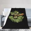 Alligator with a Baseball Bat Throw Blanket for Couch 50"x40" Cozy Soft Sofa Chair Bed Throw Blankets Flannel Blanket view 2