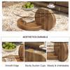 42" Glass Coffee Table, Modern Round Tempered Clear Coffee Tables Decor for Living Room, 3-Tier Circle Coffee Table with Storage Wooden Accent Center Table Side Table for Home Office (Wood) view 3