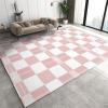 2x3 Rug Pink Checkered Washable Rugs, Modern Squares Laundry Room Carpet Non Slip Throw Rugs for Bathroom Kitchen Sink Front Door Bedroom Bedside view 1