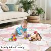 3x4 Rugs for Entryway Light Luxury Pink Gray Marble Low Pile Area Rug, Gold Hexagonal Geometry Kids Bedroom Rug Soft for Coffee Shop Living Room Under Table Game Room view 4
