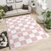 2x4 Runner Rug Pink Checkered Rugs for Entryway, Modern Squares Washable Kitchen Rugs Soft Non Slip Anti Fatigue for Sink Laundry Indoor Hallways view 2