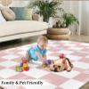 2x4 Runner Rug Pink Checkered Rugs for Entryway, Modern Squares Washable Kitchen Rugs Soft Non Slip Anti Fatigue for Sink Laundry Indoor Hallways view 4