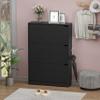 BORNOON Shoe Storage Cabinet with 3 Flip Drawers,Narrow Shoe Rack Cabinet,Freestanding Organizer Storage for Entryway, Hallway, Black view 3