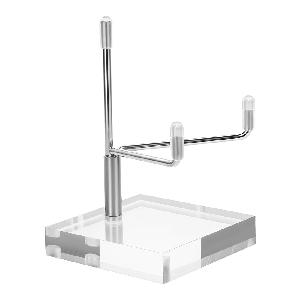 Xthrotsenk Rock Crystal Stands for Display Small Plate Stand Clear Small Easel Stands Adjustable Plate Holder Silver Decorative Plates Display Stand for Mineral Agate