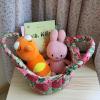 BOOMLATU Handmade Romantic Floral Round Cotton Rope Woven Storage Baskets with Handles and Lace Decor for Storing Toys, Household Items, Supplies 10" x 6.2in (Style 1) view 2